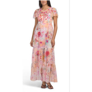 NWT Women's JOHNNY WAS Multi Valentina Mesh Floral Maxi Dress